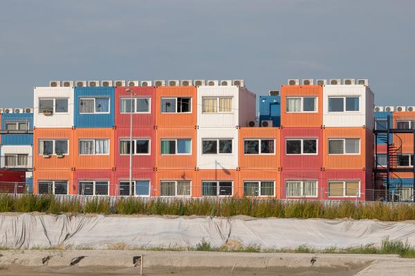Shipping containers repurposed as student accommodation, Ms. Oslofjordweg, Amsterdam, the Netherlands