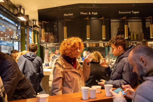 Amid all the bustle - and there was a *lot* of bustle - people all around were able to connect with the basic acts of eating and drinking if only for a moment